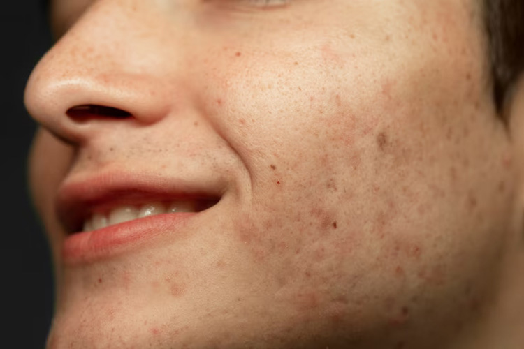 Man with Enlarged Pores and Uneven Skin Texture