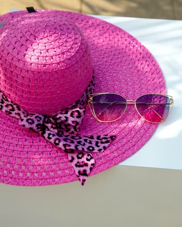 pink hat sun glasses